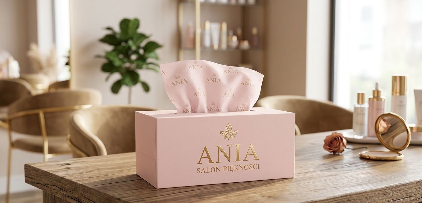 Chusteczki z logo salonu piękności